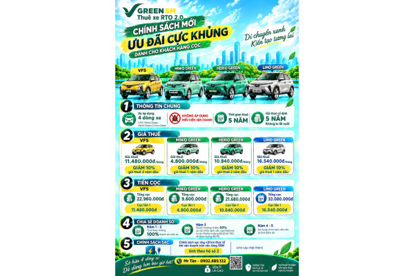 chương trình Thuê xe Đặt biệt của Green SM